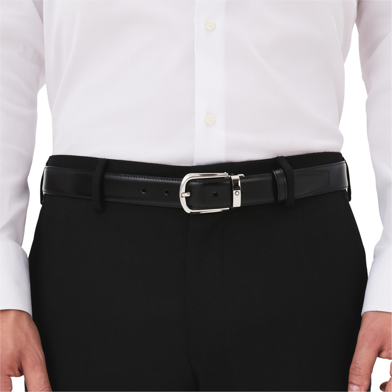 Montblanc Horseshoe buckle black/brown 30 mm reversible leather belt outlook