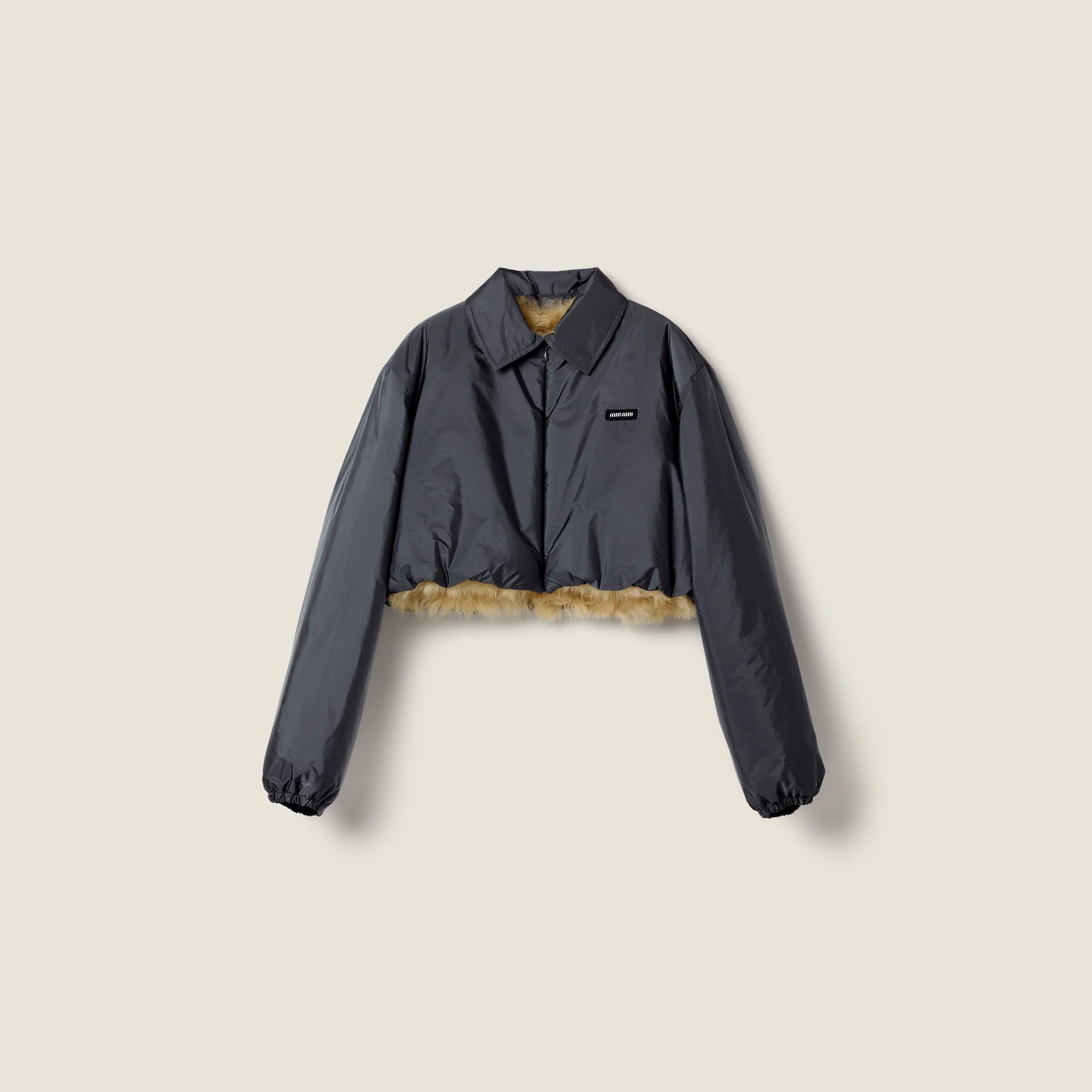 Technical fabric and shearling blouson jacket - 1