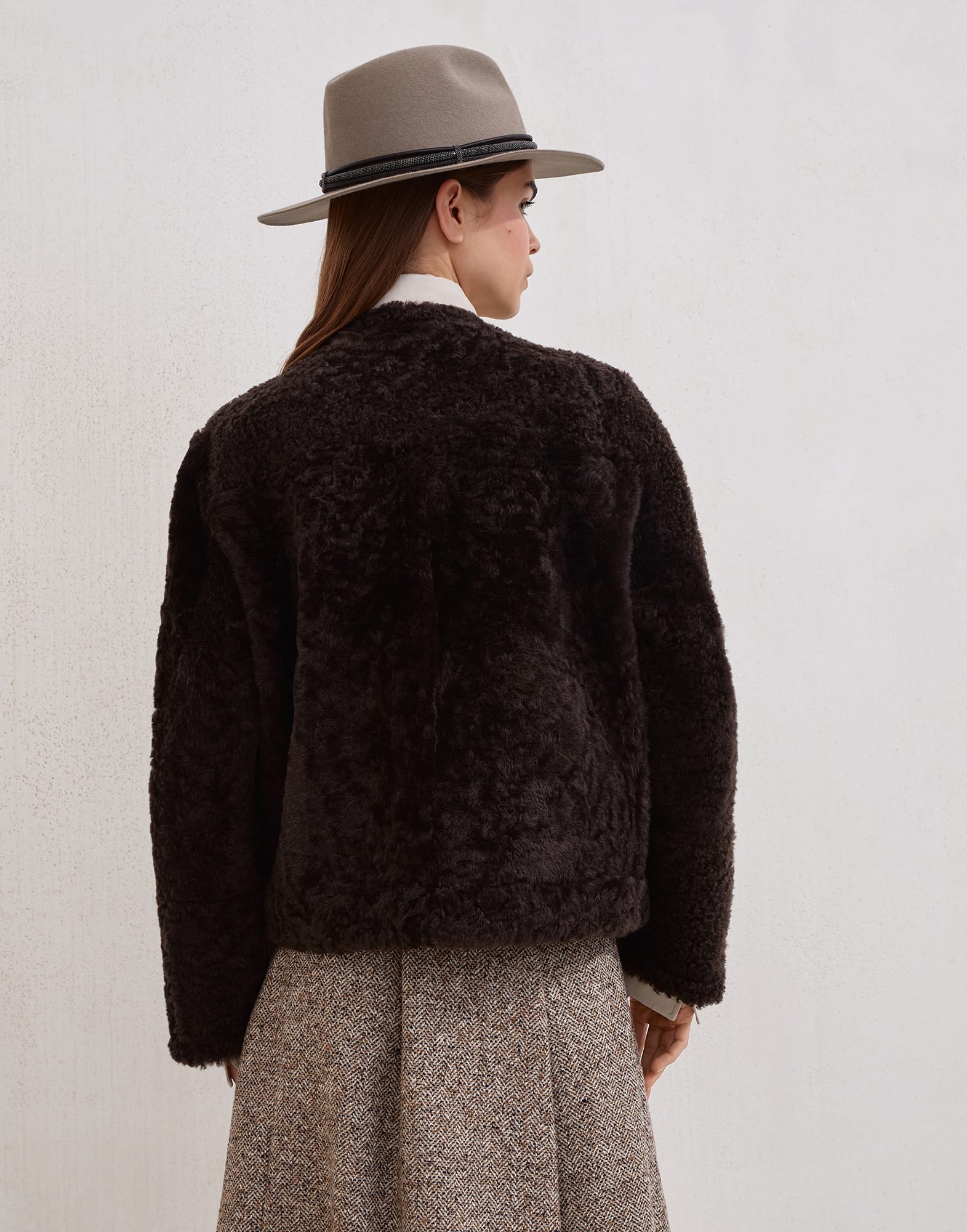 Fuzzy shearling reversible cropped pea coat - 2