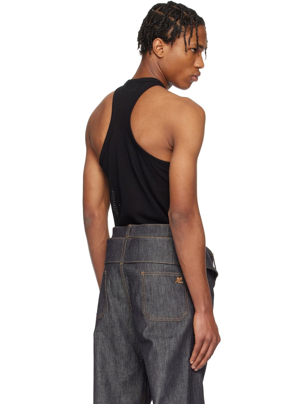 Black Scuba Mesh Tank Top - 3