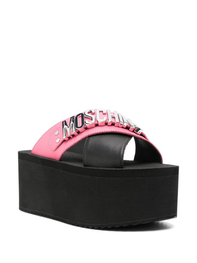 Moschino 80mm logo-lettering wedge sandals outlook