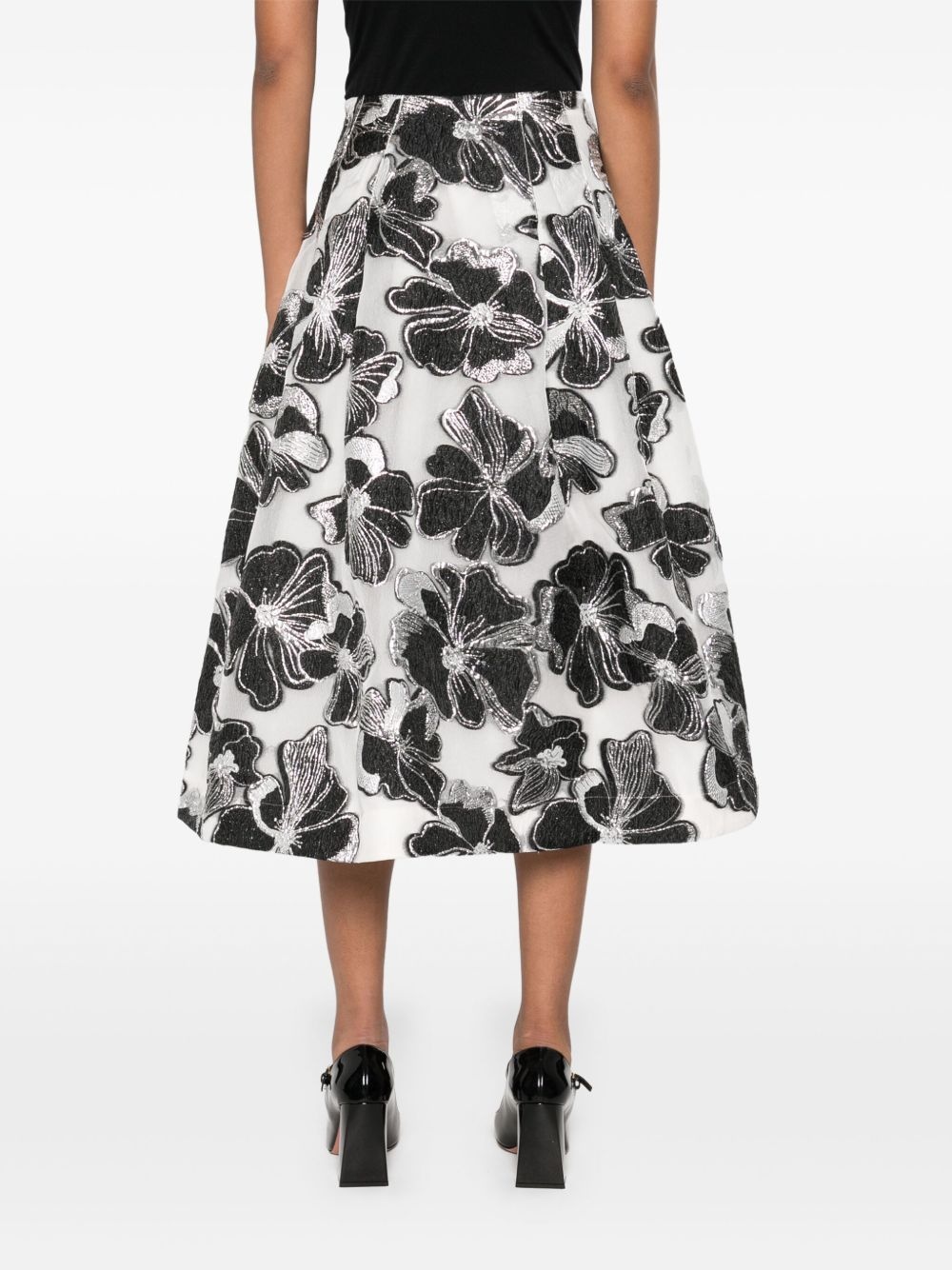 Anemone-jacquard voluminous midi skirt - 4