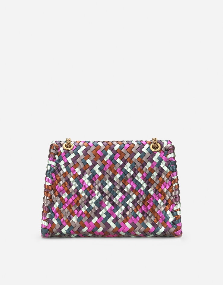Large Devotion shoulder bag in multi-colored foiled woven nappa leather - 4