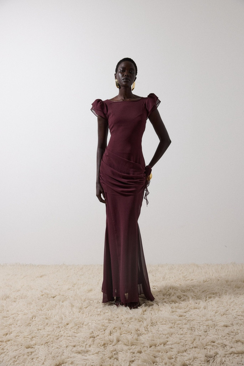 FLORENTINE MAXI DRESS IN EARTH CHIFFON 1