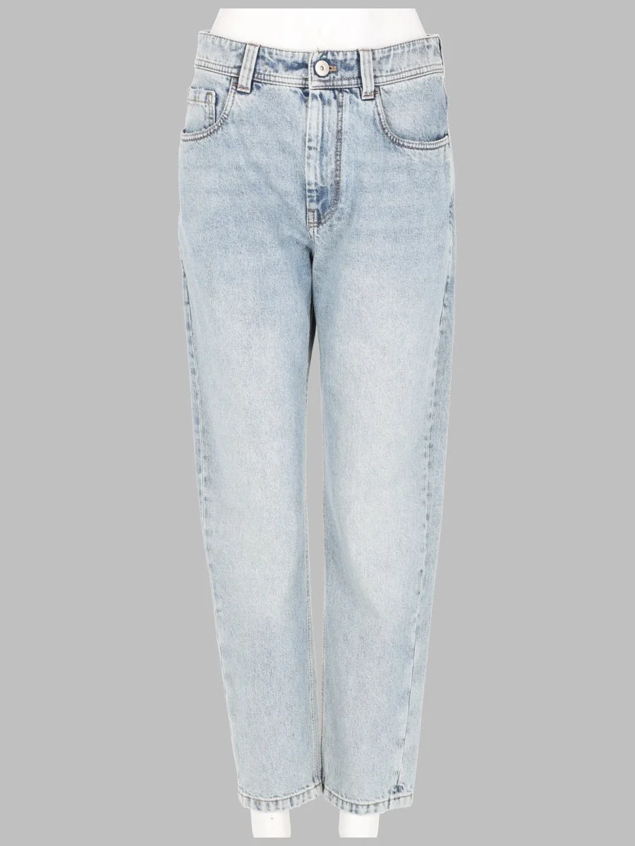 Brunello Cucinelli Women Pantalone Baggy Tapered In Denim Authentic - 1