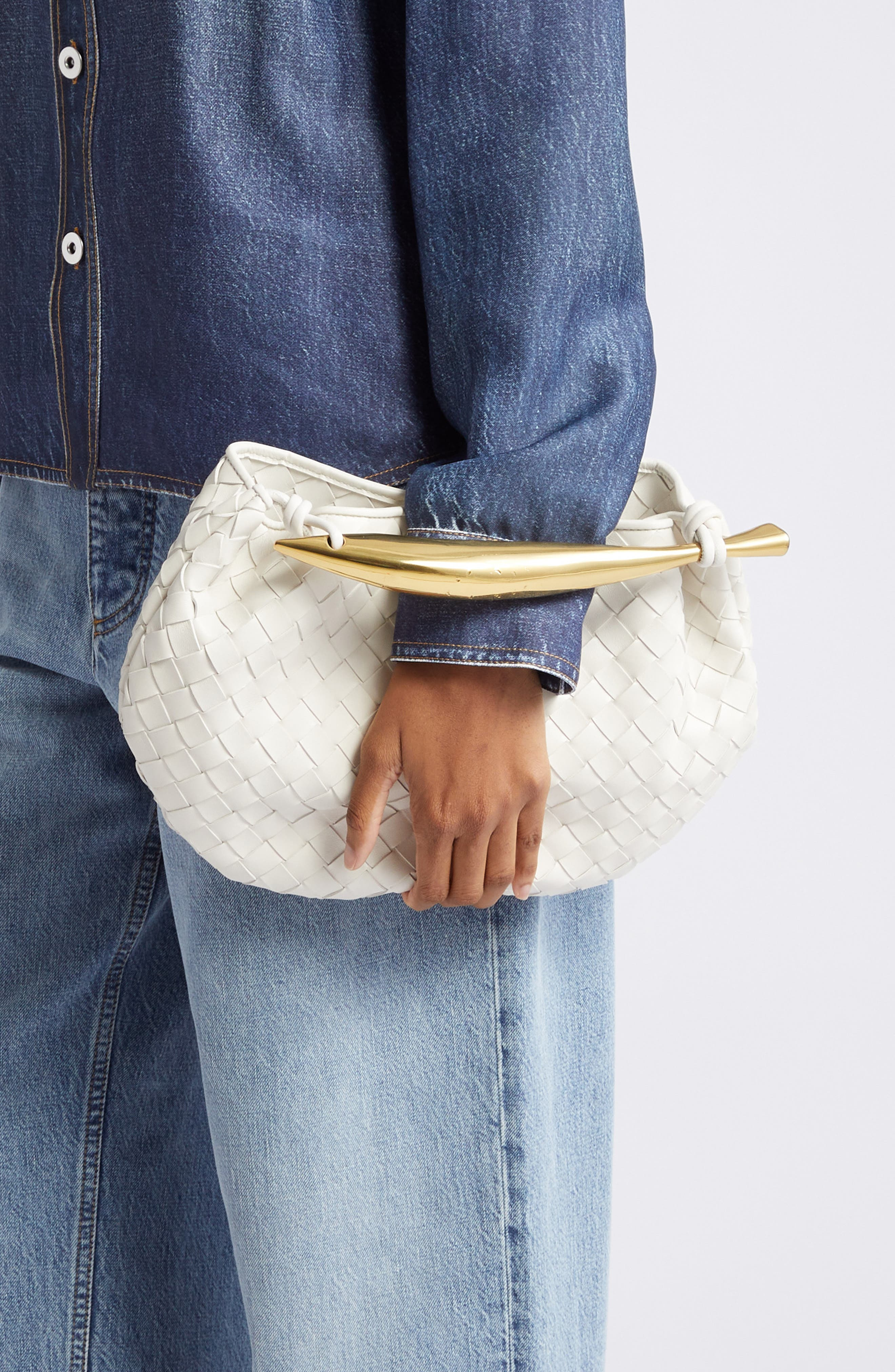 Sardine Intrecciato Leather Top Handle Bag - 3