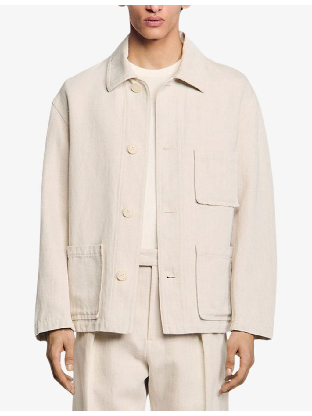 Worker Patch-Pocket Linen-Cotton Jacket - 3