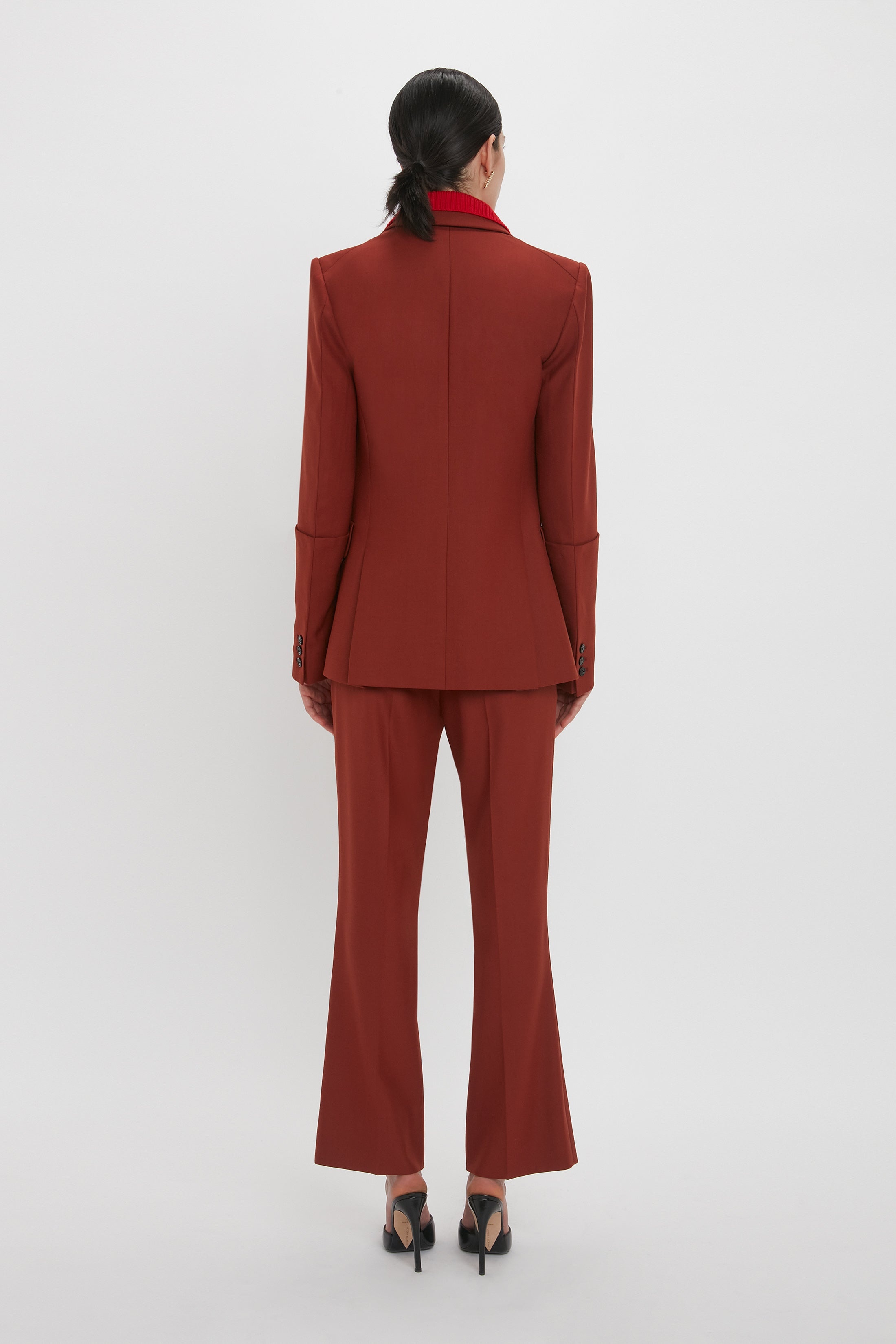 Wide Cropped Flare Trouser In Russet - 4