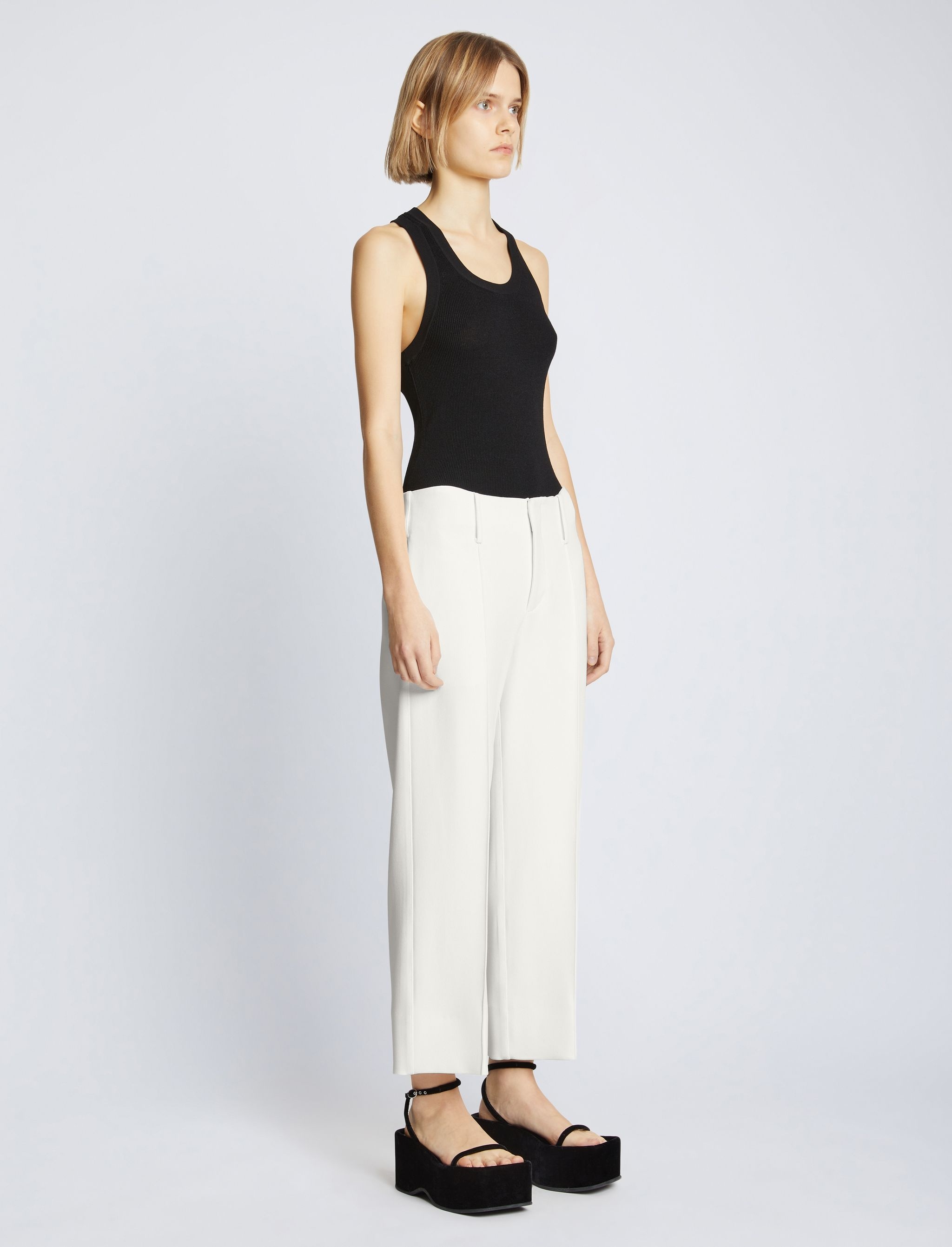 Bi-Stretch Crepe Cropped Pants - 3