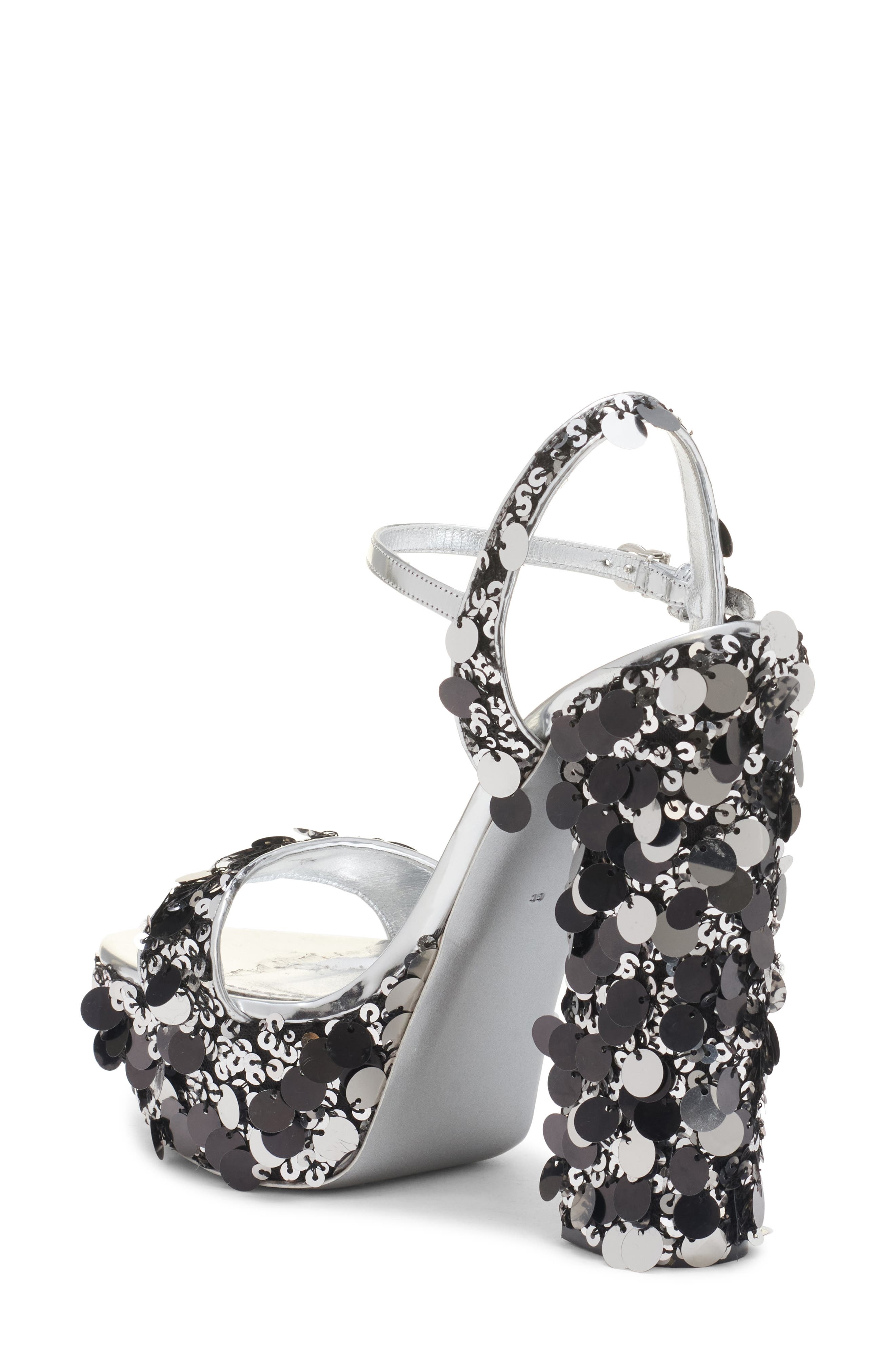 Dolce&Gabbana Sequin Block Heel Platform Sandal in Argento at Nordstrom - 2
