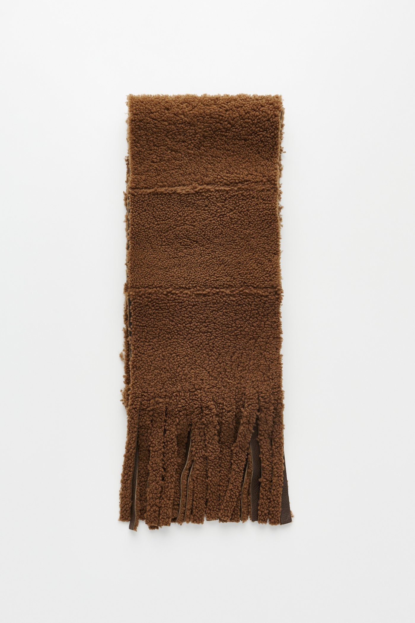 Shearling Scarf Rustic Grain Brown Shearling - 3