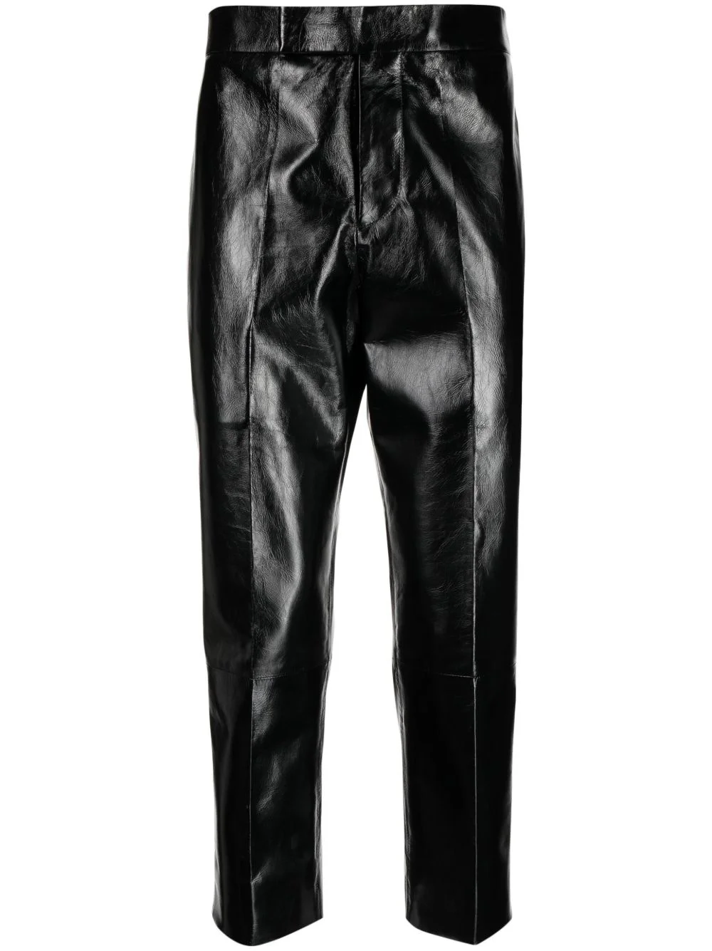 cropped leather trousers - 1