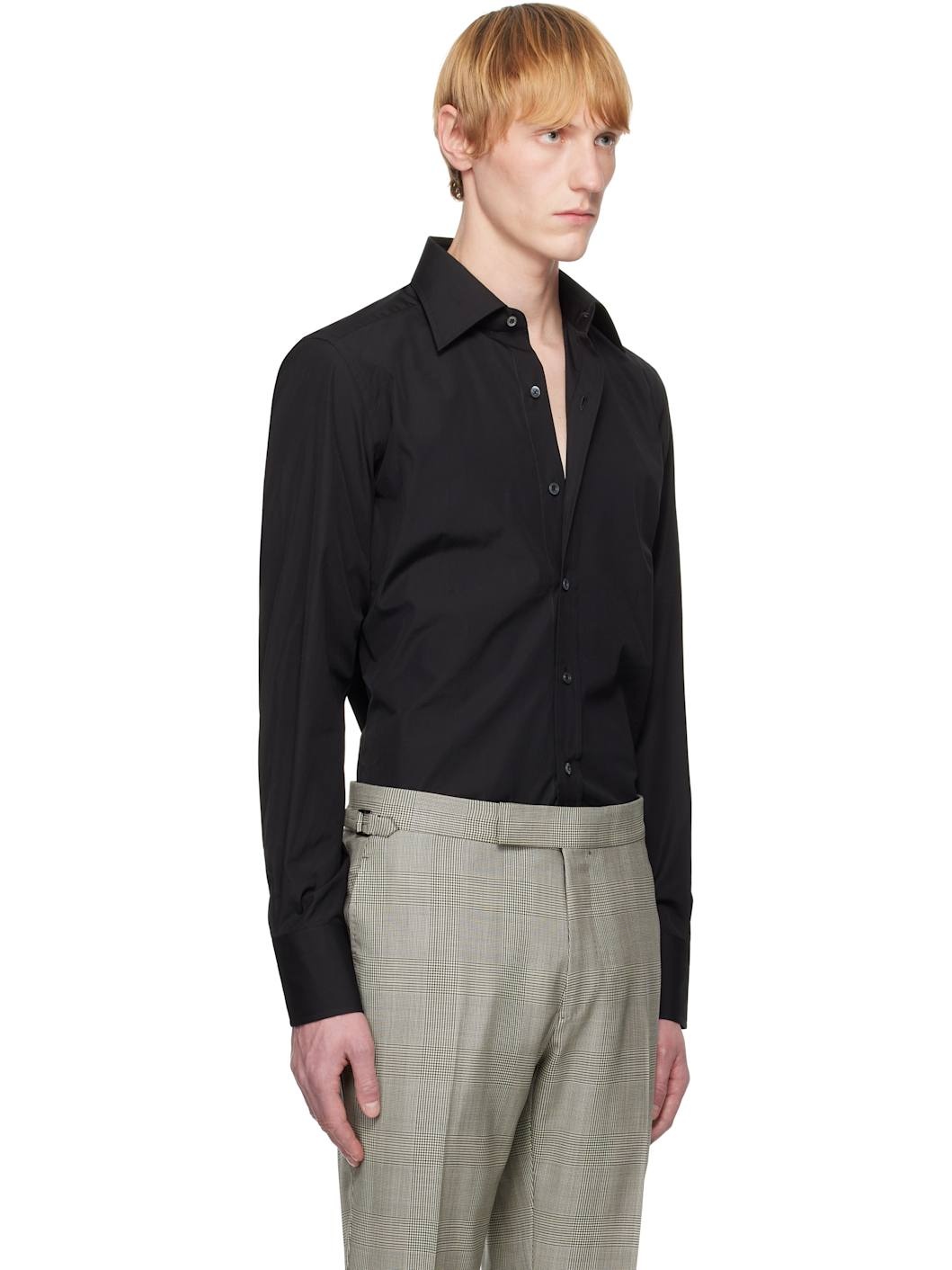 Black Poplin Slim Fit Shirt - 2