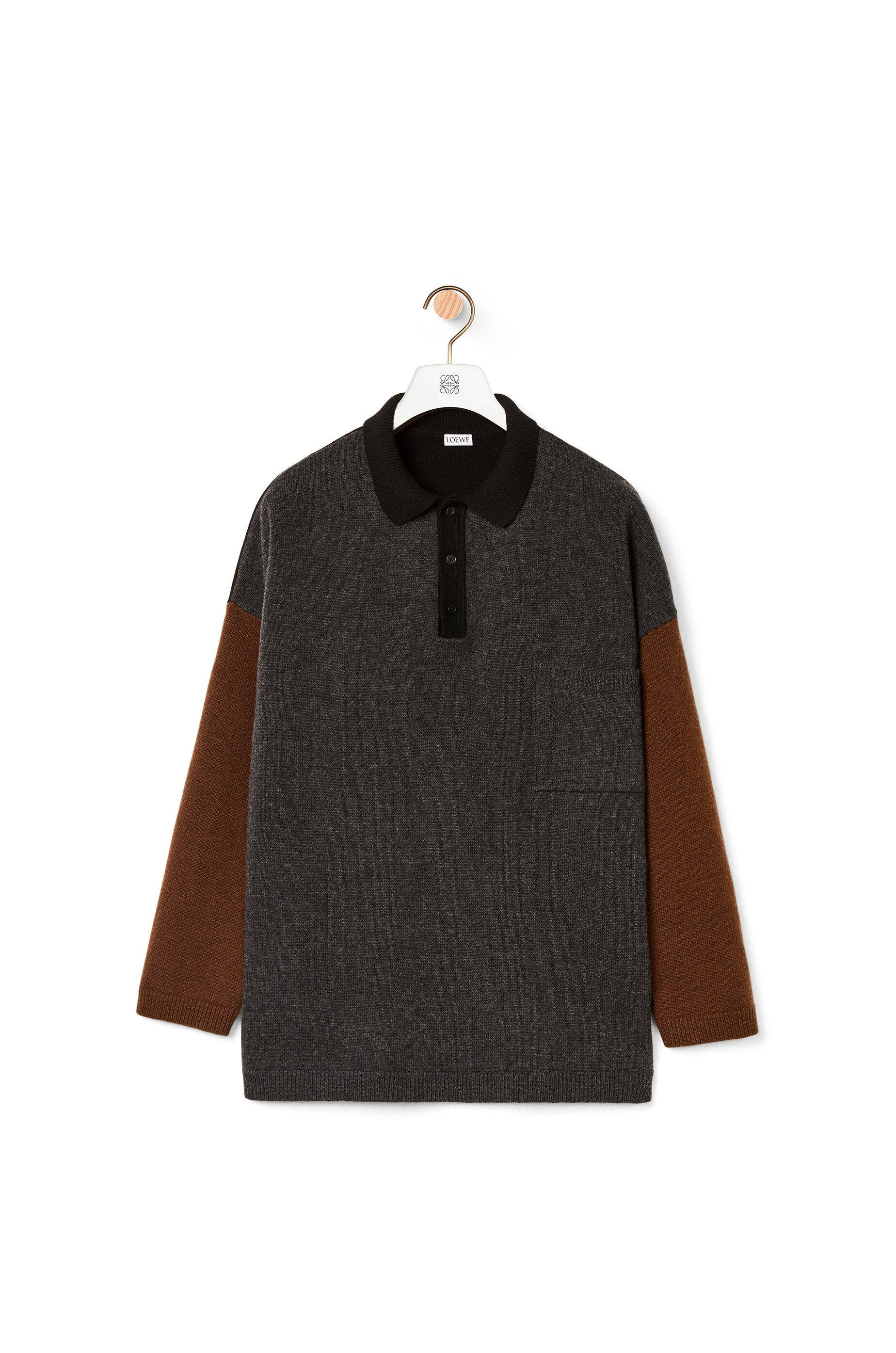 Polo collar oversize sweater in wool and cashmere - 1