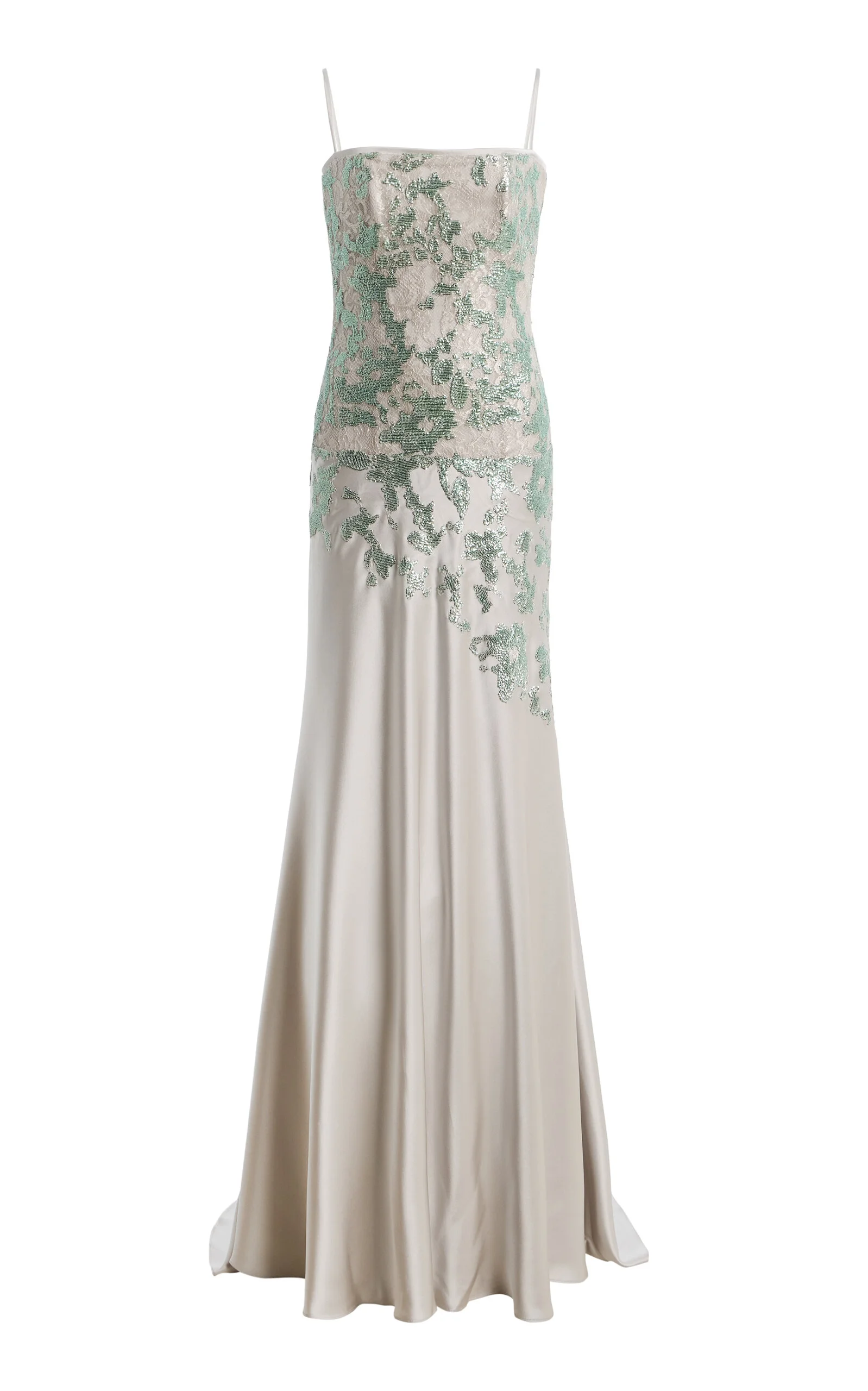 Jennan Sequined Lace and Satin Gown - 1