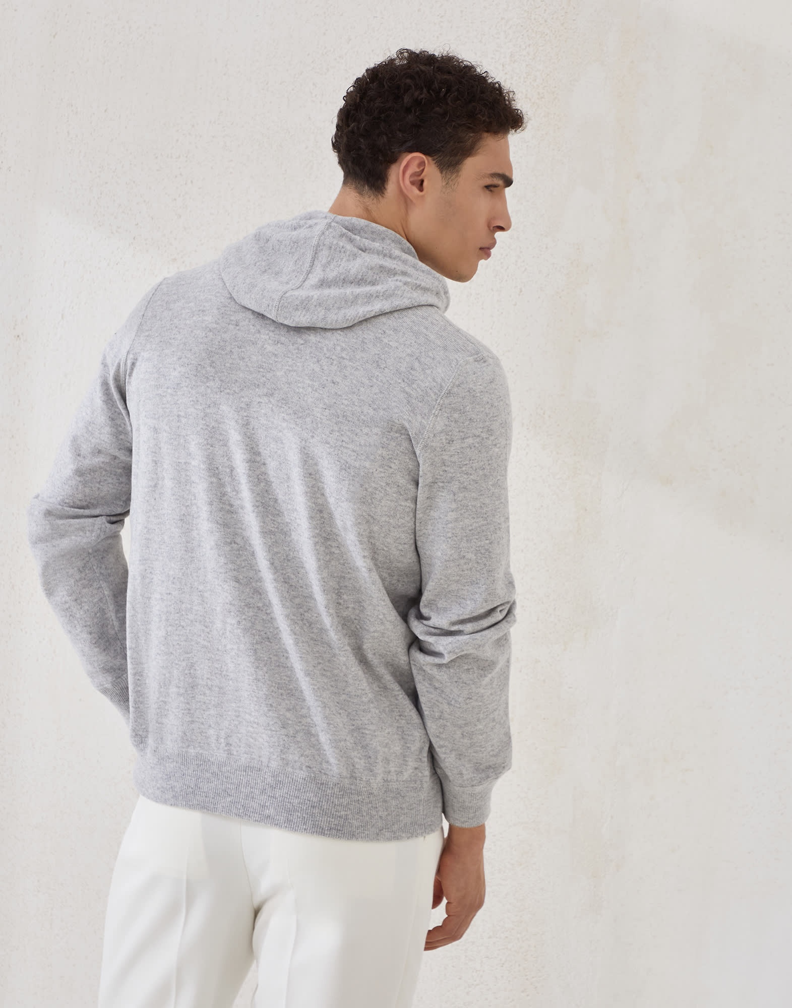 Cashmere sweatshirt-style cardigan with hood - 2