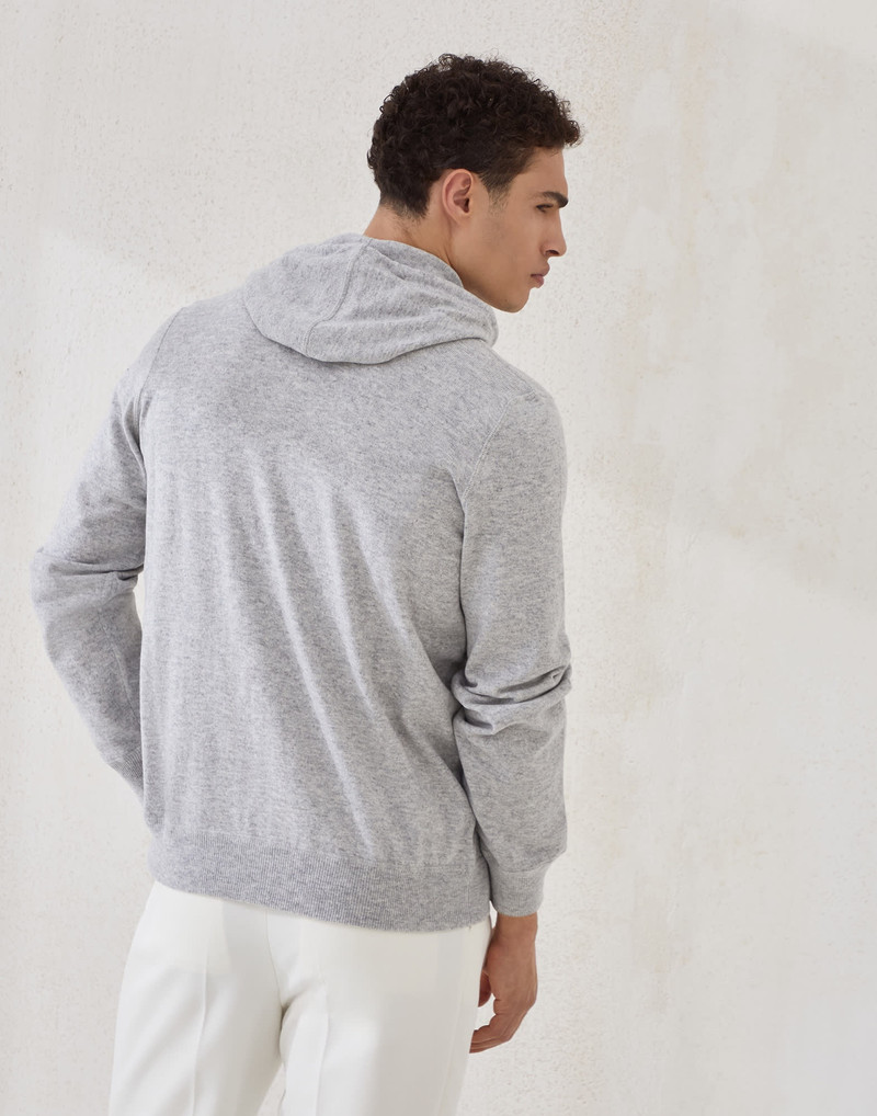 Brunello Cucinelli Cashmere sweatshirt-style cardigan with hood outlook