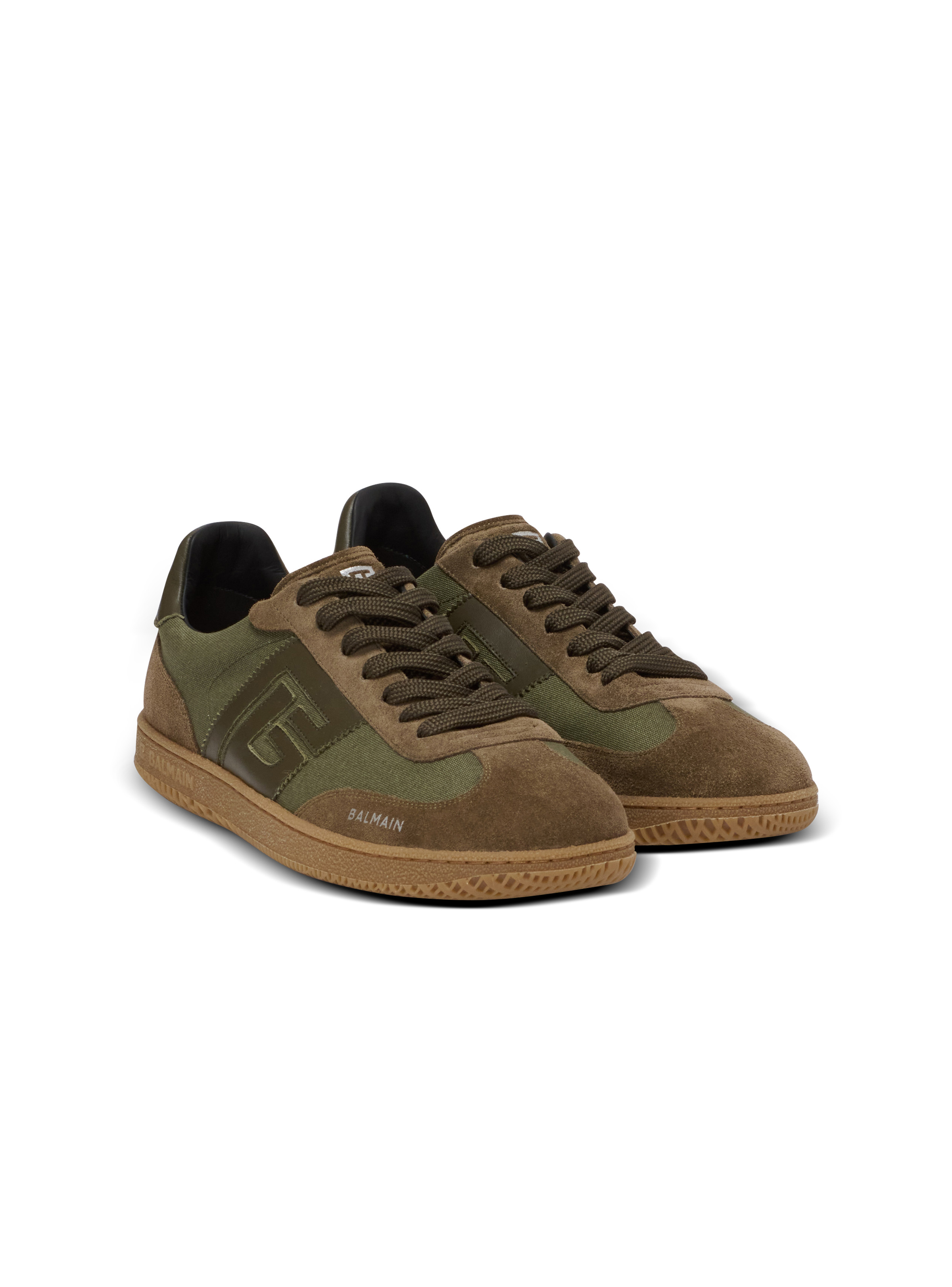 Leather and canvas Balmain Swan trainers - 2