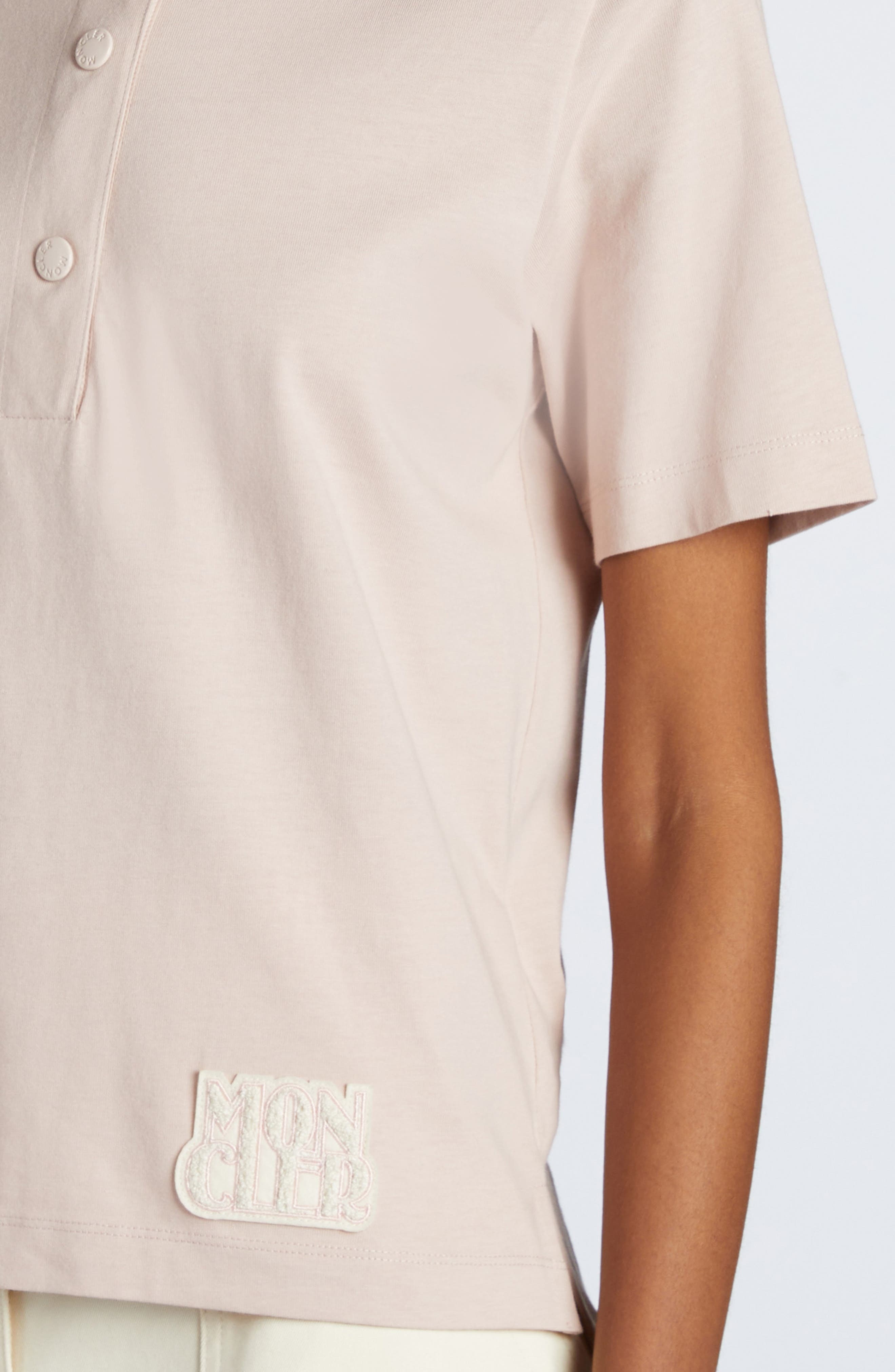 Moncler Short Sleeve Cotton Polo in Pink at Nordstrom - 4