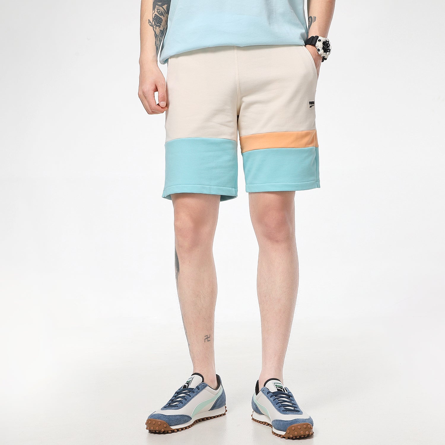 PUMA Solid Basic Shorts 'Beige Blue Orange' 531304-75 - 3