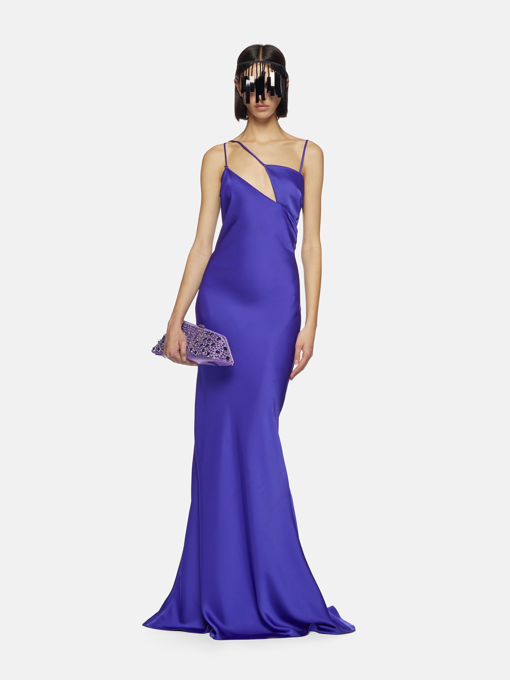 ''MELVA'' VIVID VIOLET LONG DRESS - 2