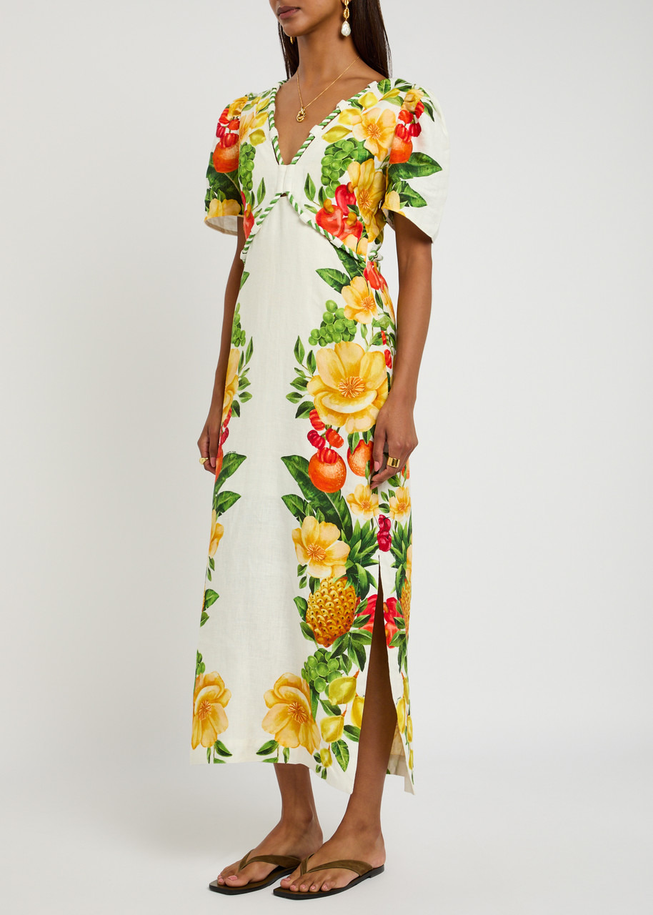 Farm Rio Picnic Flower Printed Linen Maxi Dress - 2