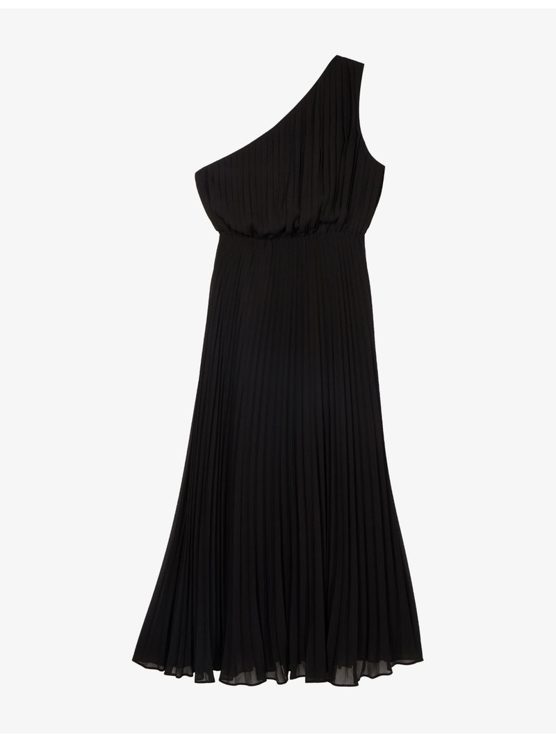 One-Shoulder Pleated Woven Midi Dress 1