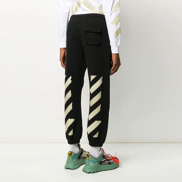 Off-White Black Gold Rubber Strap Stripe Sports Pants Black OMCH022R20E300021048 - 4