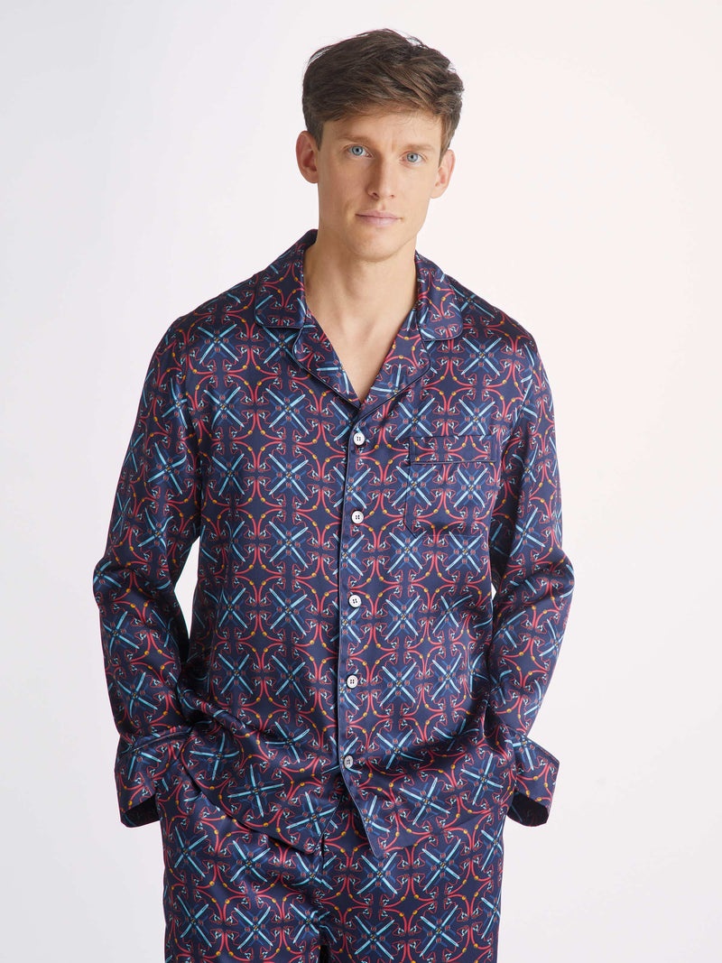 Men's Pyjamas Brindisi 93 Silk Satin Navy - 5