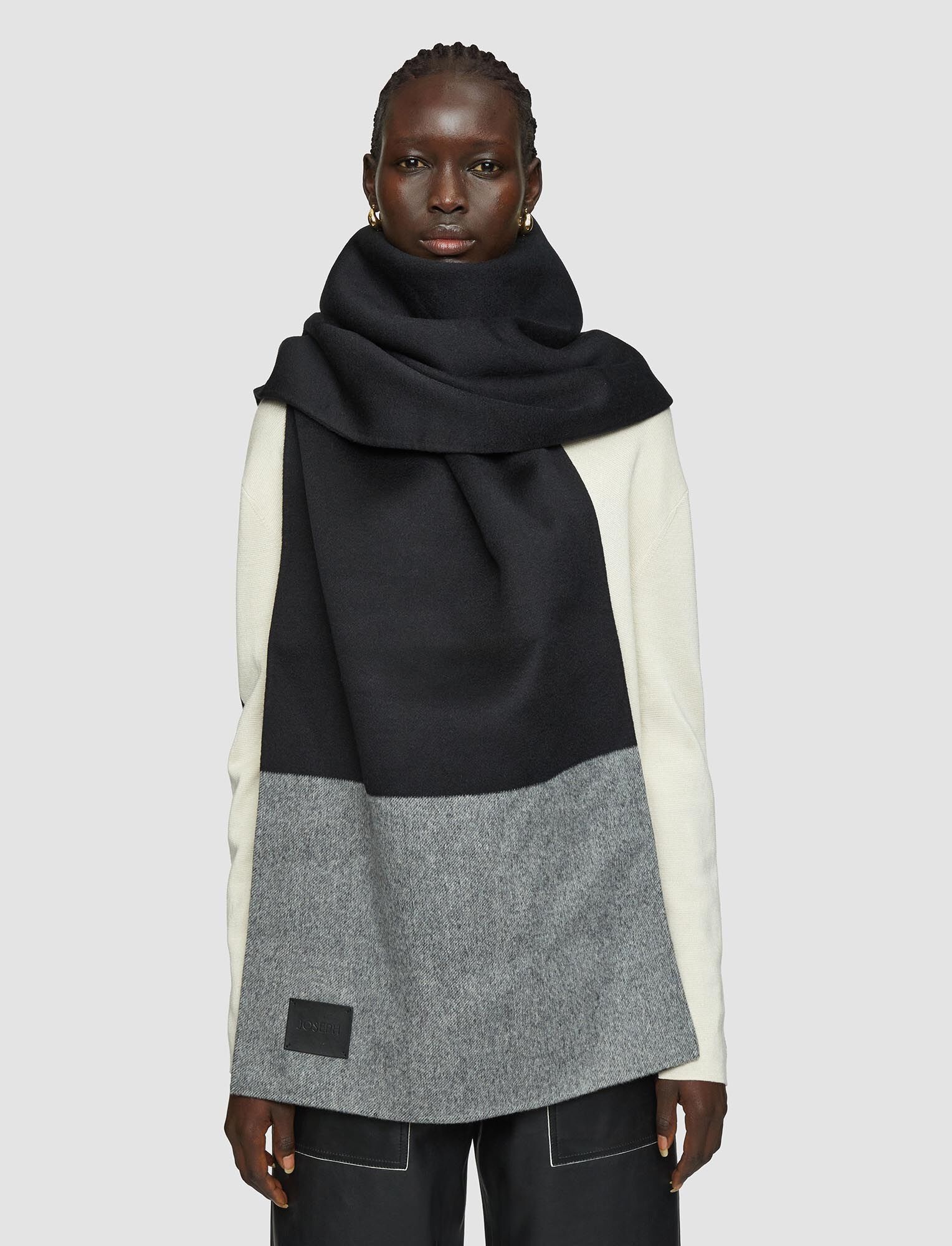 Double Face Wool Colourblock Scarf - 1