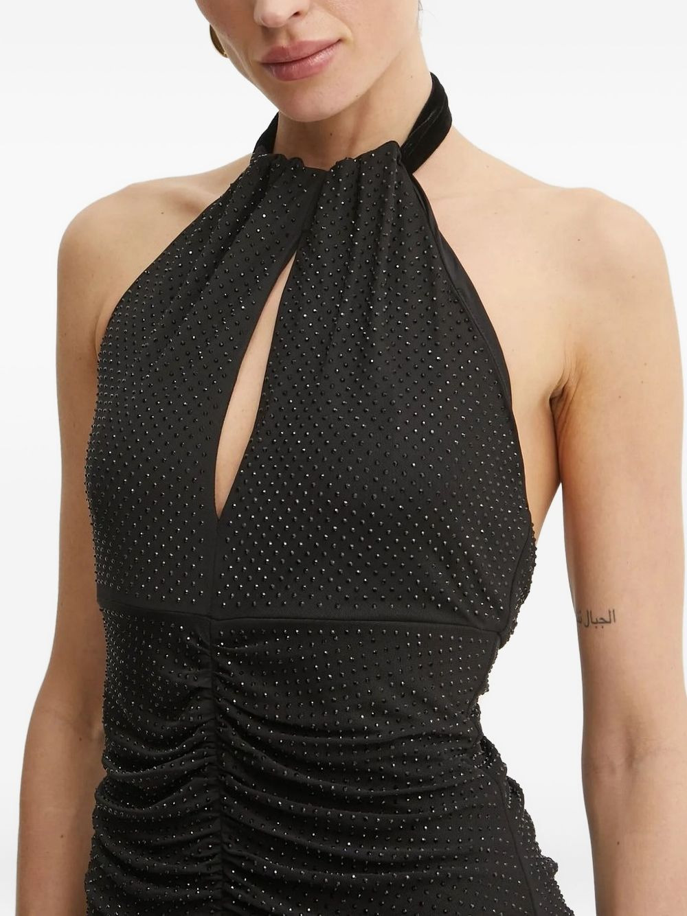 embellished halterneck midi evening dress - 4