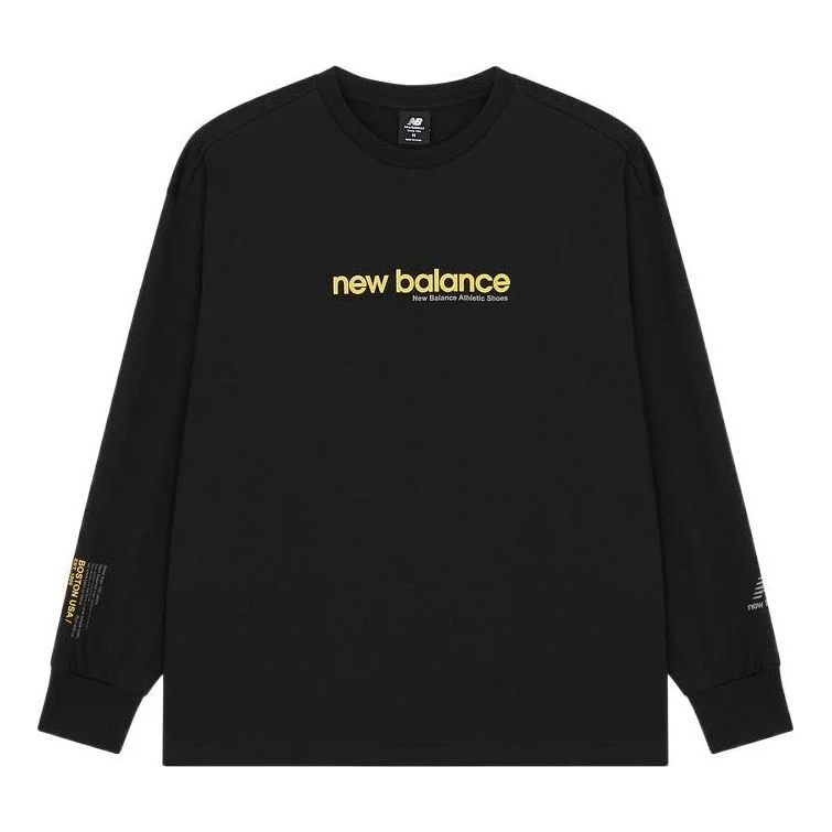 New Balance Logo Print Long Sleeve Top 'Black Yellow' AMT21370-BK - 1