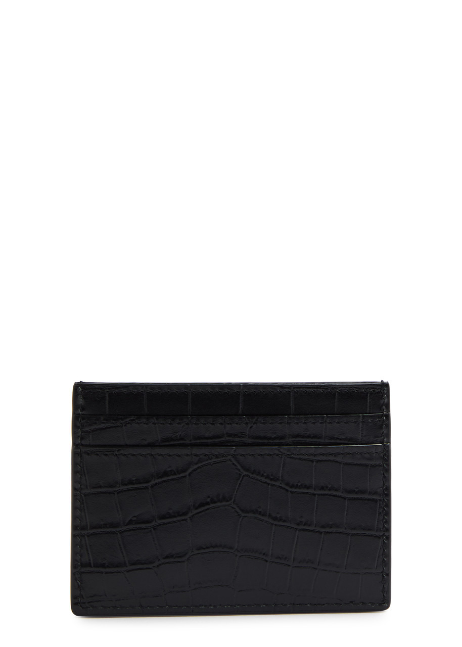 Saint Laurent Logo Crocodile-effect Leather Card Holder - 2