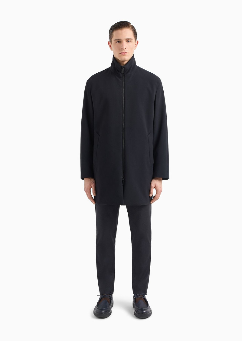 Long technical wool pea coat 2