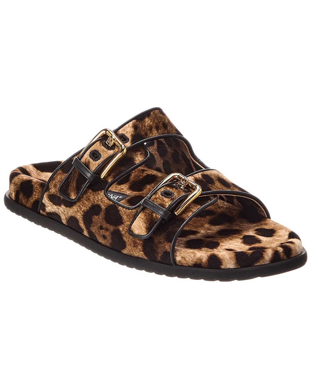 Dolce & Gabbana Printed Velvet & Leather Slide - 1