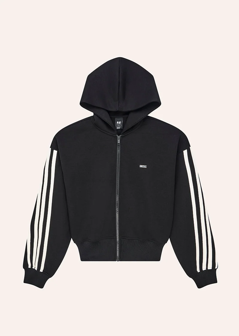 FLIP SIDE ZIP THRU HOODIE IN BLACK - 1