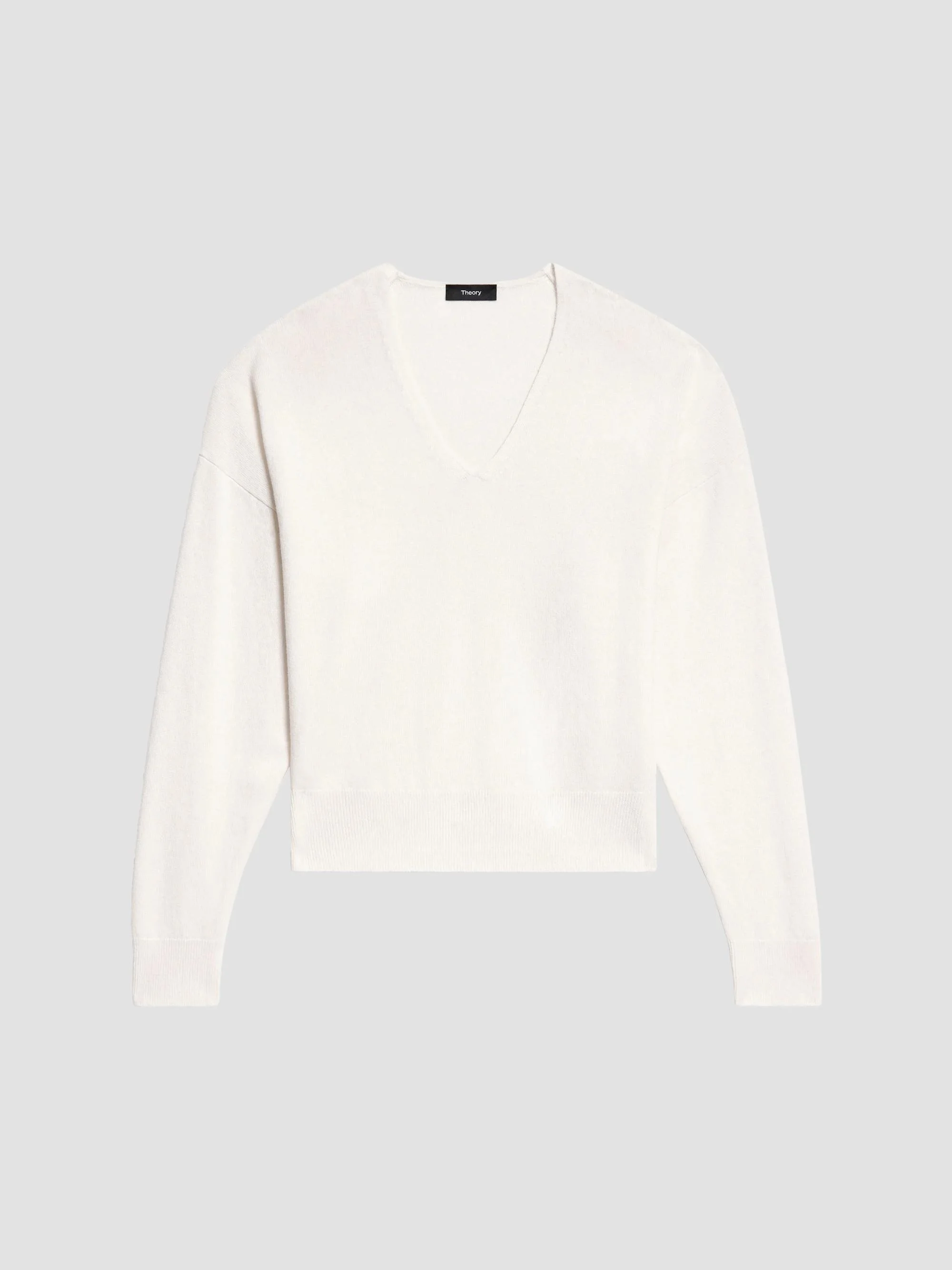 Women's Relaxed V-Neck Cashmere Sweater - Ivory - 1