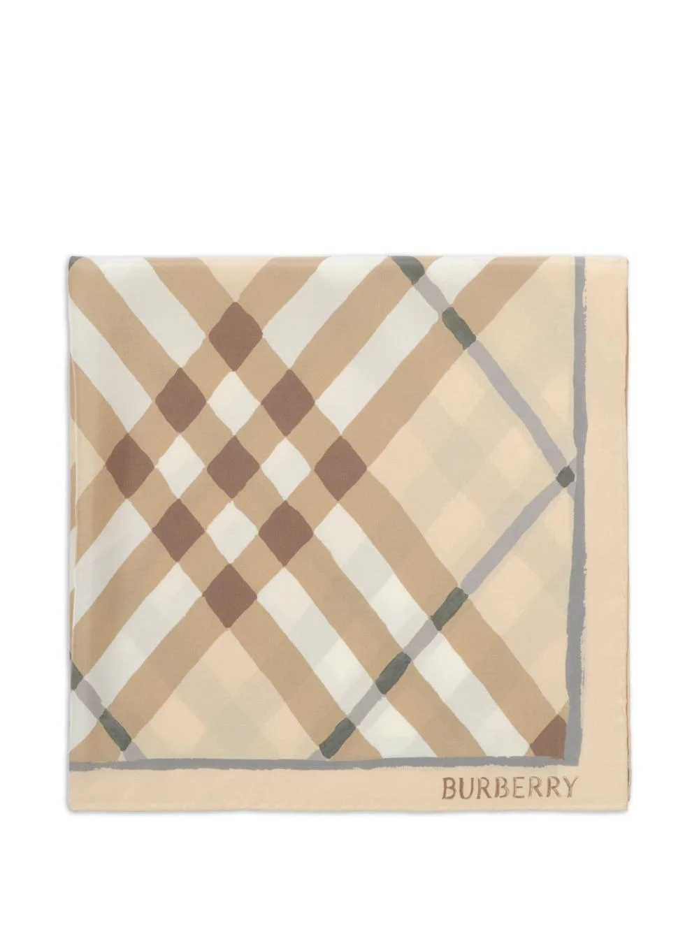 watercolour Check silk scarf - 1