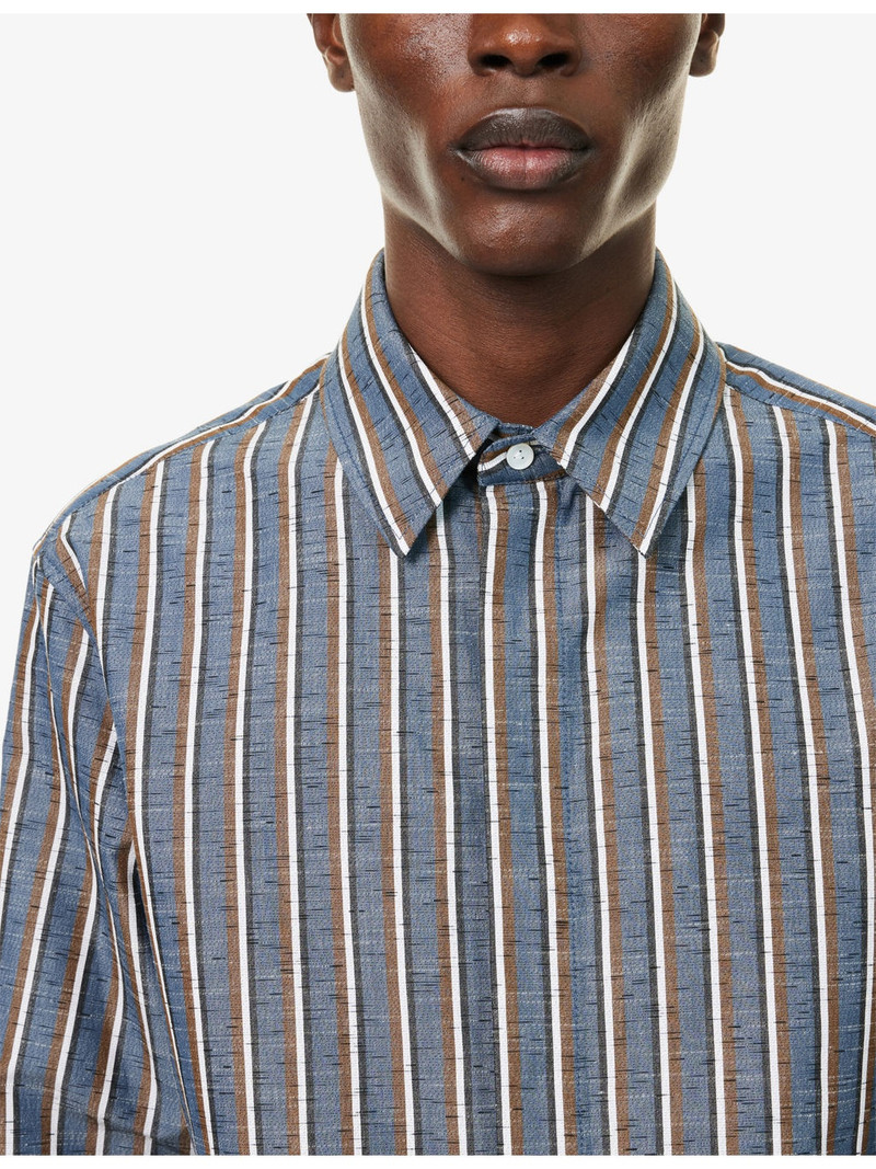 Bold-Stripe Regular-Fit Cotton and Linen-Blend Shirt 5