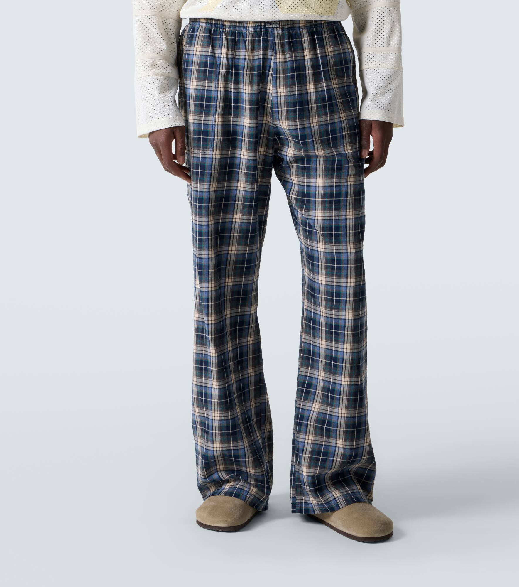 Plaid cotton wide-leg pants - 3