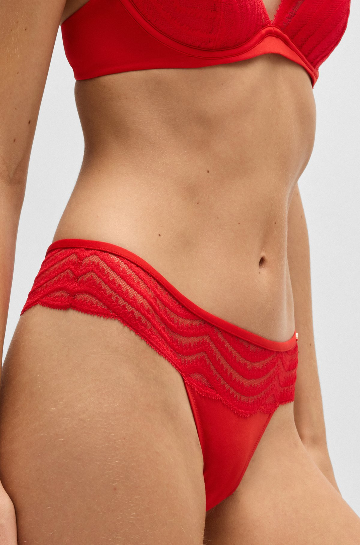 LACE-TRIM THONG WITH LOGO DETAIL - 4