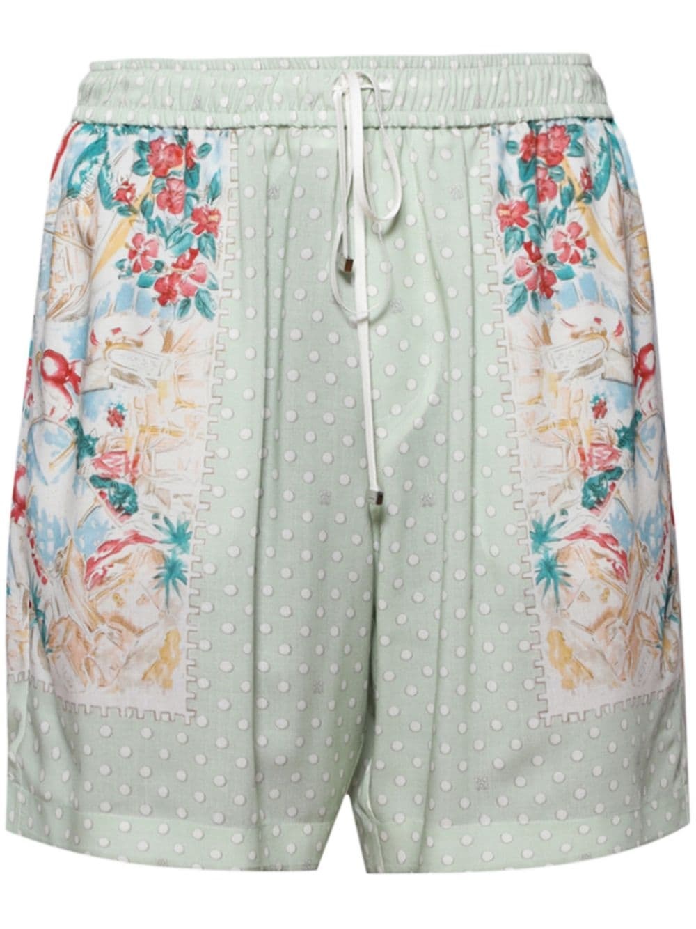 Hawaiian polka-dot track shorts - 1