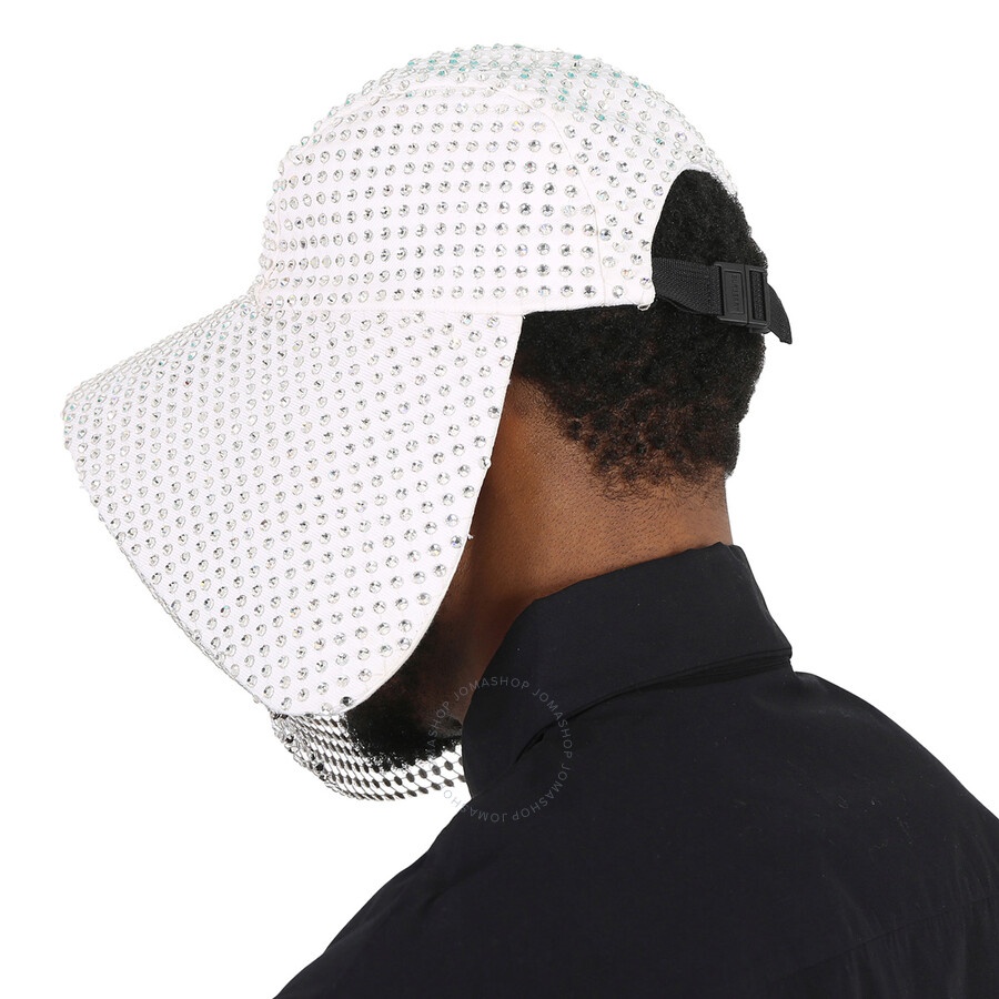 Open Box - Burberry Men's Optic White Crystal Mesh Bonnet Cap, Size Medium - 3