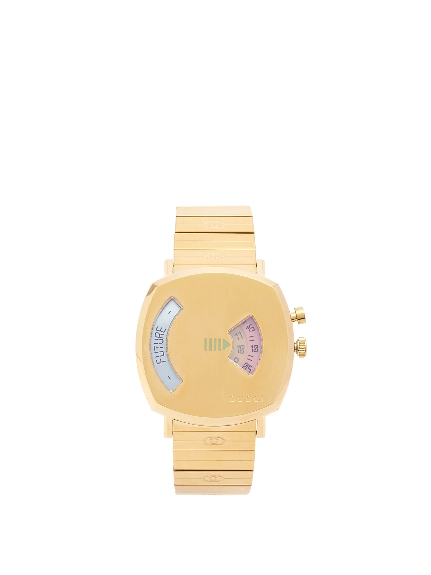 Grip digital-roulette two-window gold watch - 1