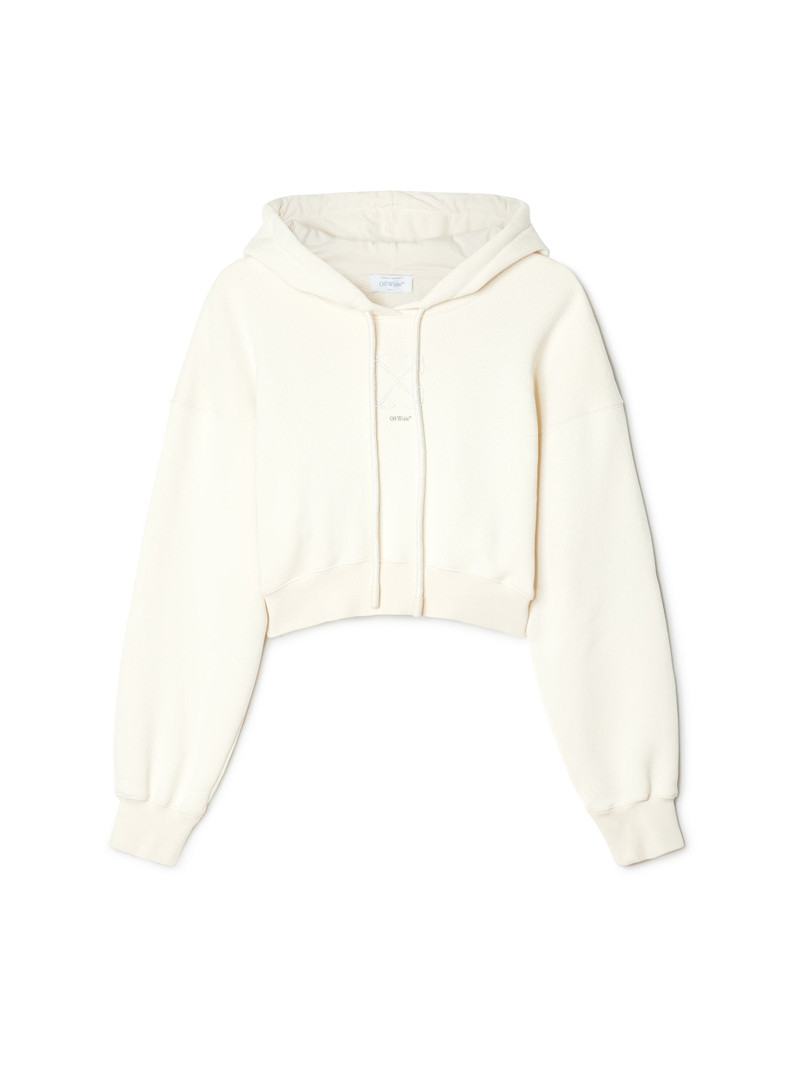 Small Arrow Pearl Crop Hoodie Beige Bla 1