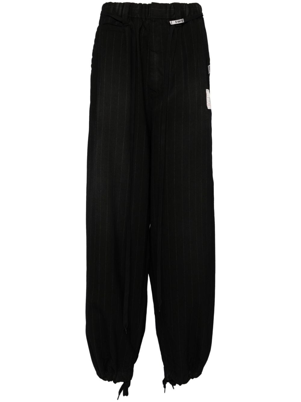 pinstriped drawstring hem pants - 1