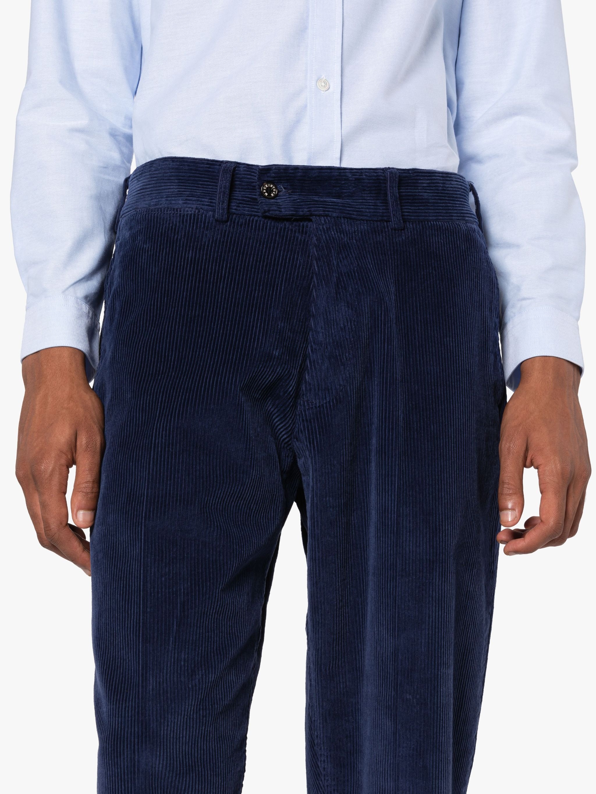 NAVY CORDUROY COTTON CHINO TROUSERS - 5