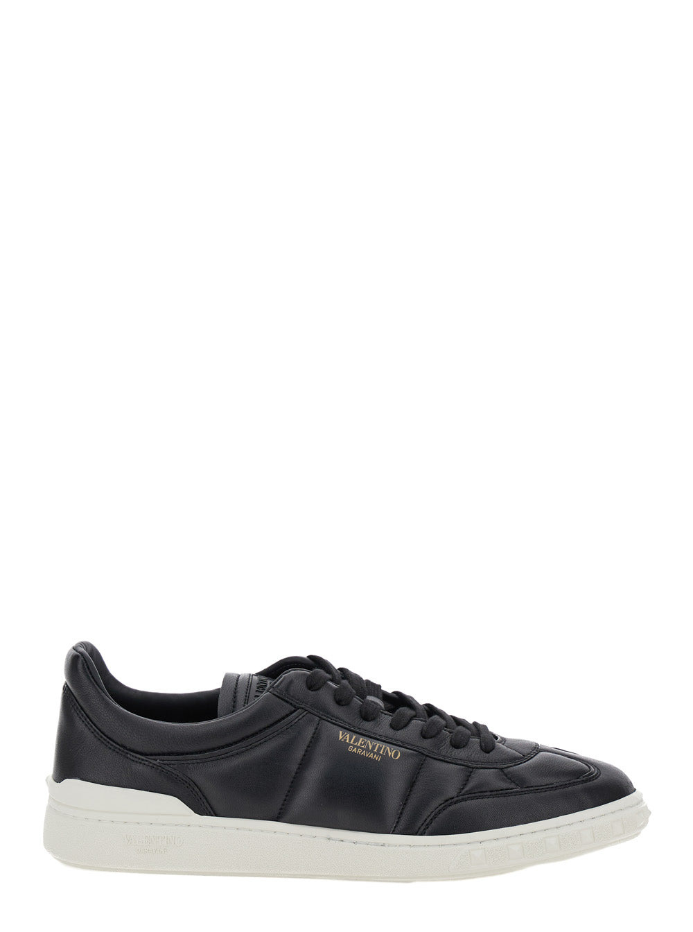 Valentino Garavani Men 'Upvillage' Black Low Top Sneakers With Screen Printed Logo In Leather Man - 1