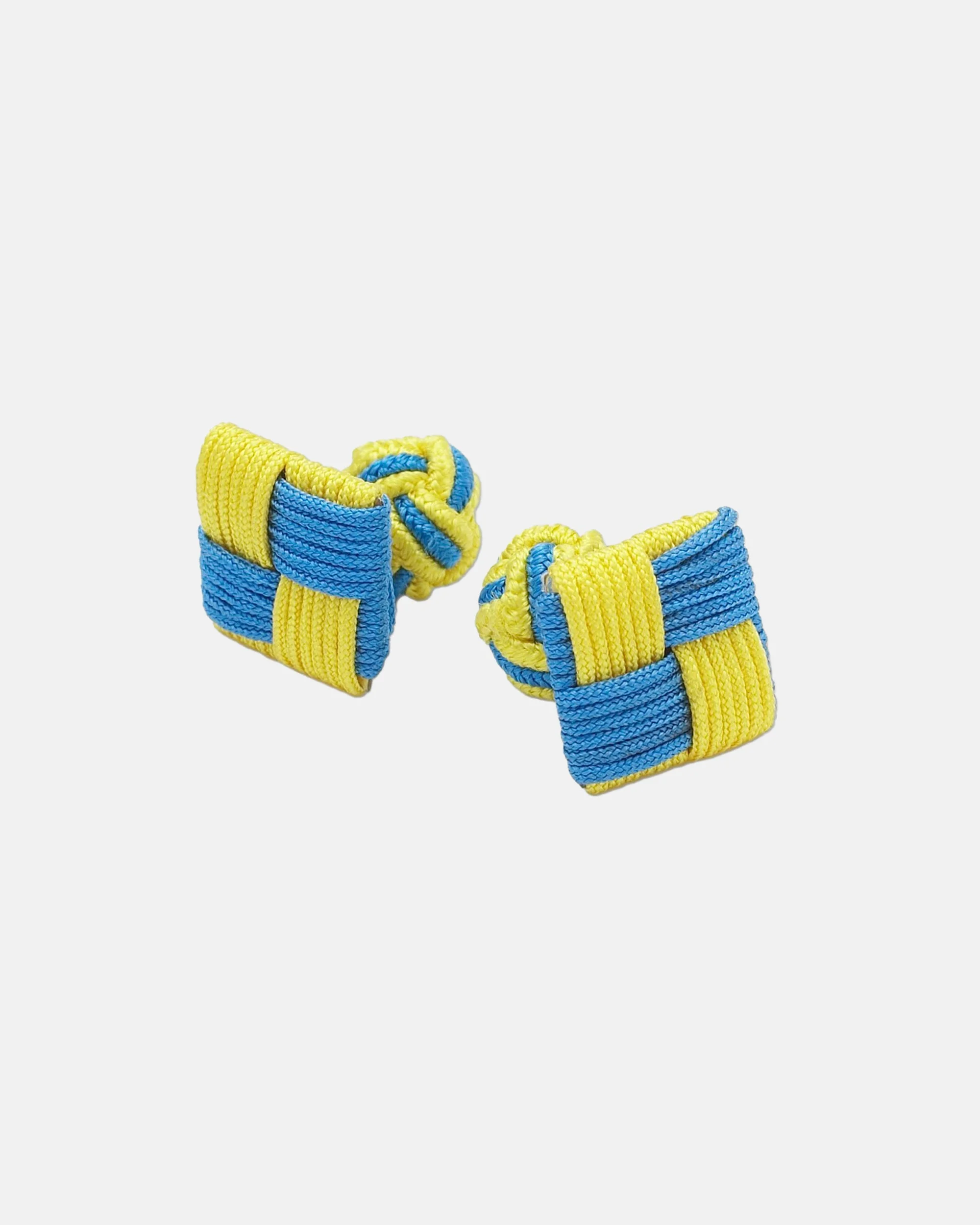 YELLOW & BLUE COMBO KNOT CUFFLINKS - 1