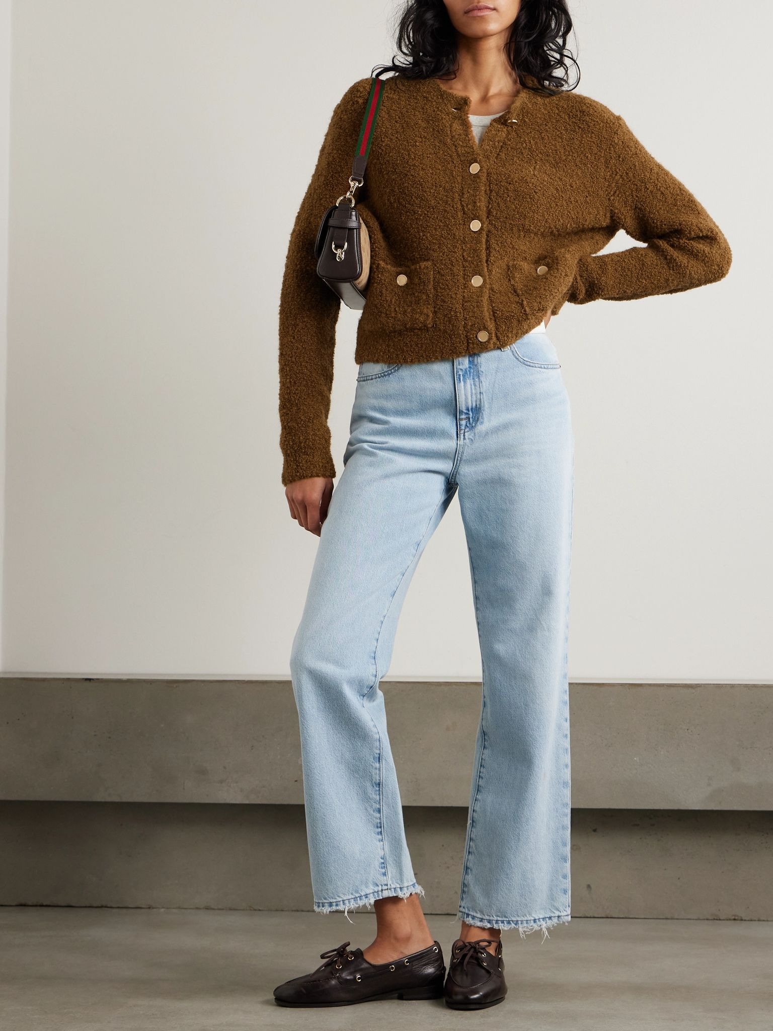 Brushed-knit cardigan Camel - 2